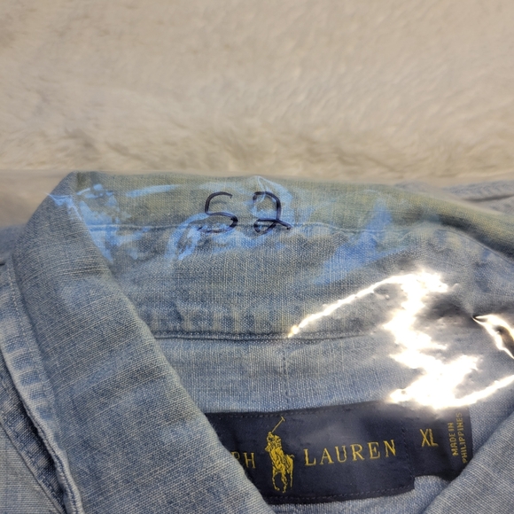 Ralph Lauren Denim Shirt Mens Size XL Classic Fit Blue Color Pony Logo Western - Picture 7 of 7